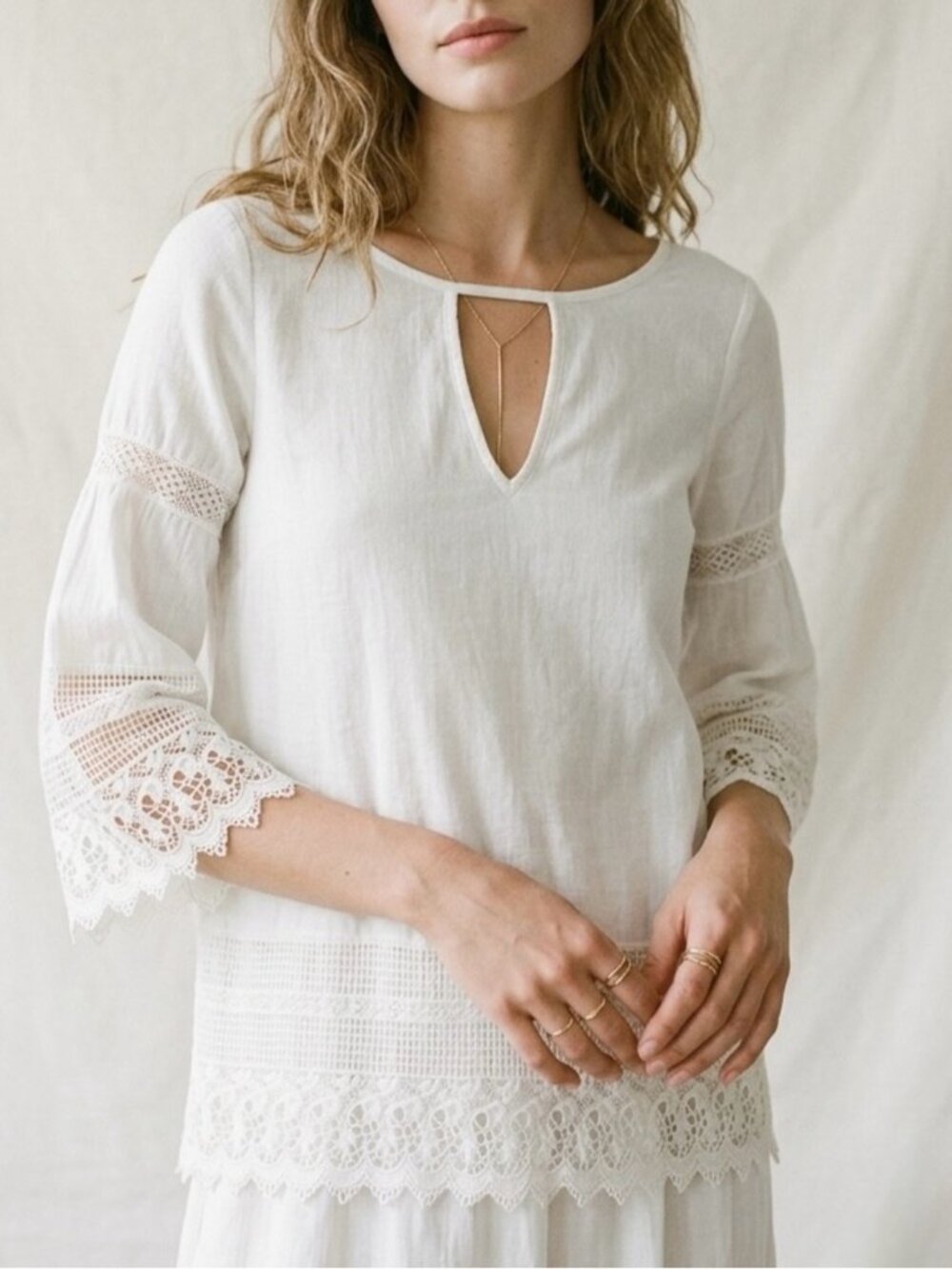 Ralph Lauren Denim & Supply White Boho Lace Top Size XS Vintage Y2K